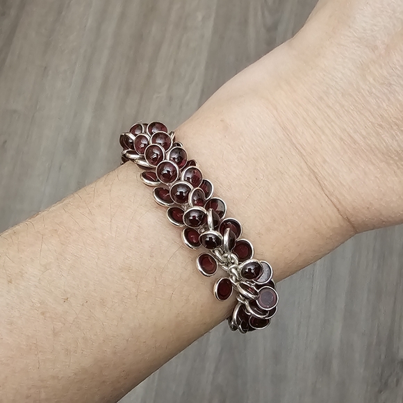 Silpada Sterling Silver Garnet Stone Cha Cha Bracelet B1049 - Picture 15 of 16